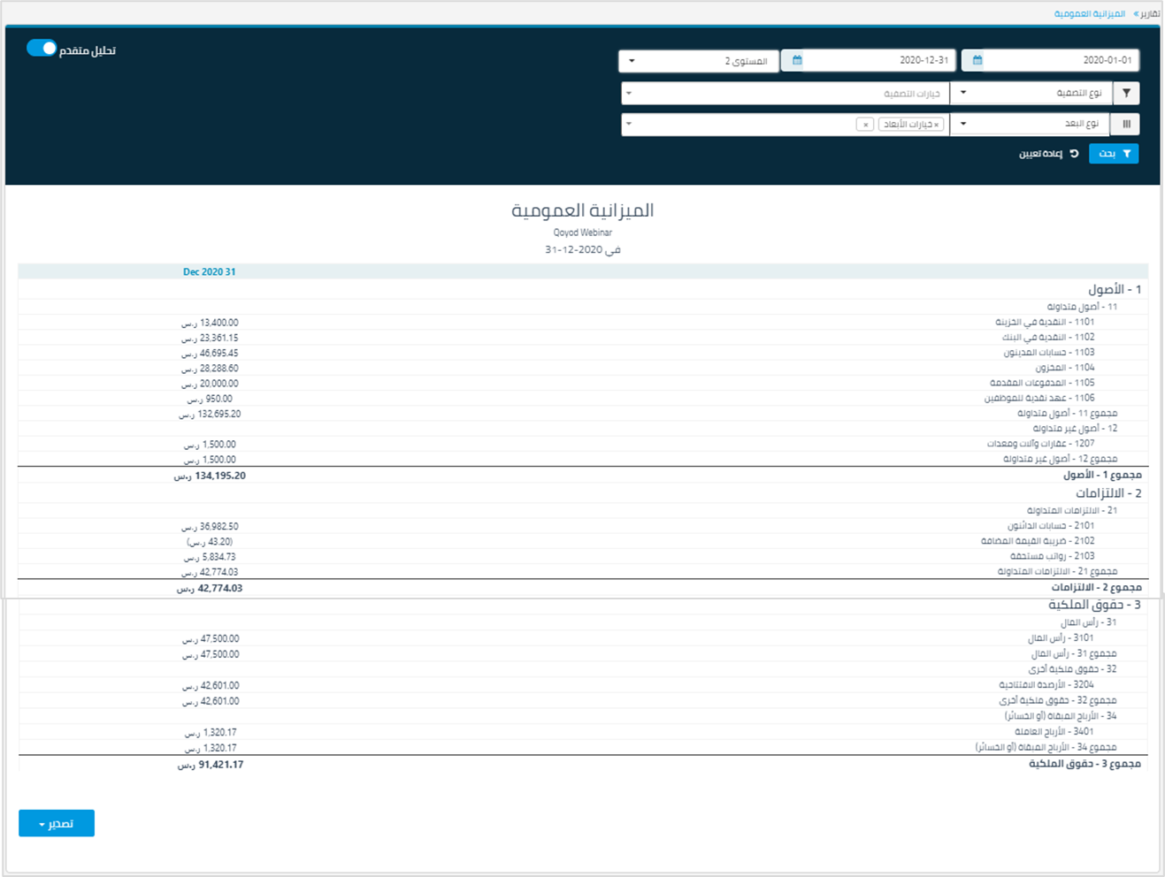 6 14 تقرير الميزانية العمومية - قيود