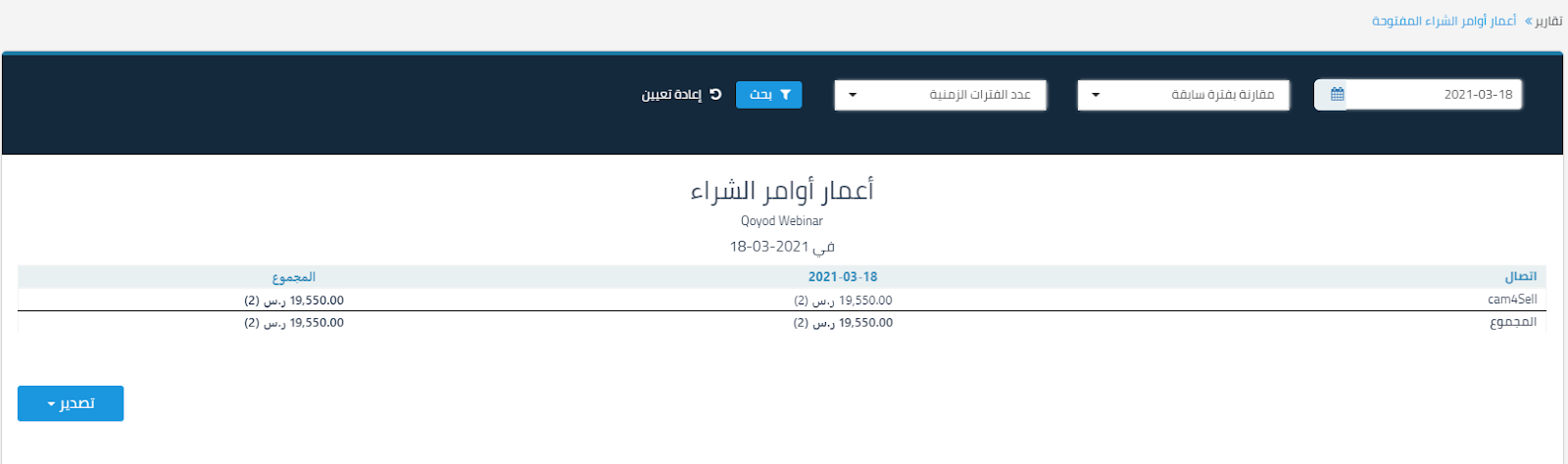 8 10 تقرير أعمار أوامر الشراء - قيود