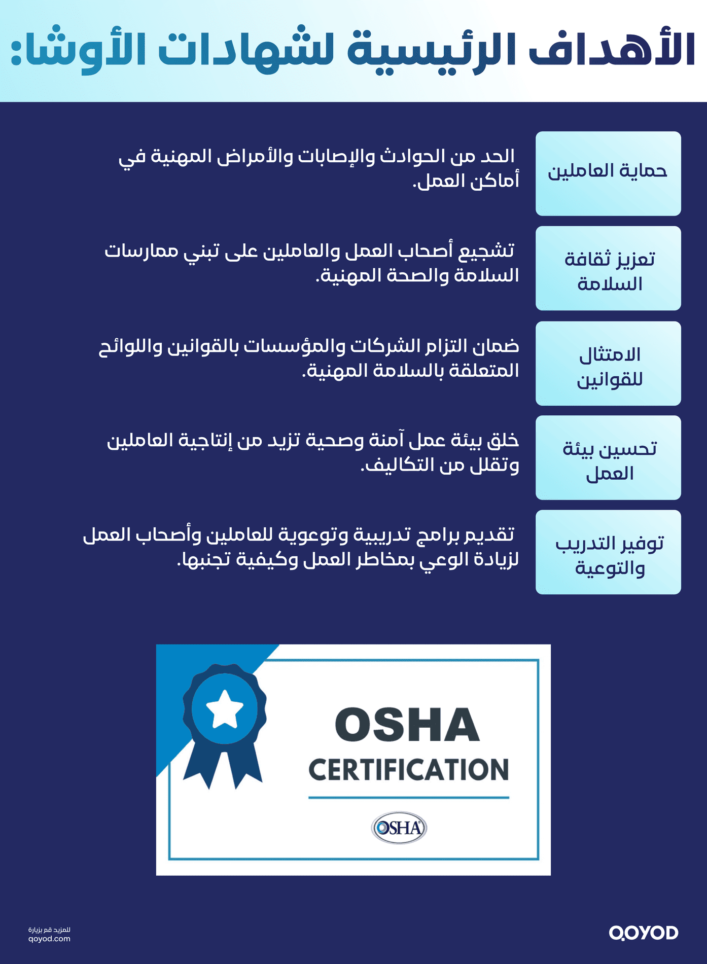 الأهداف الرئيسية لشهادات الأوشا