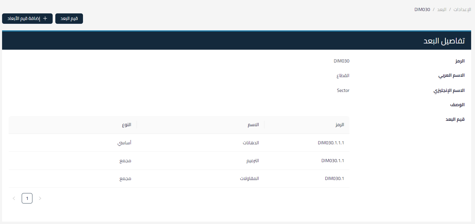 بيانات قيمة البعد مندرجة عند استعراض إعدادات الأبعاد - قيود