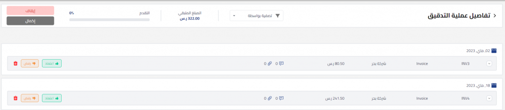 تفاصيل عملية التدقيق