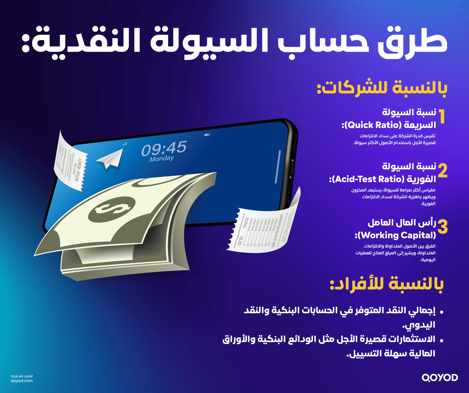 طرق حساب السيولة النقدية