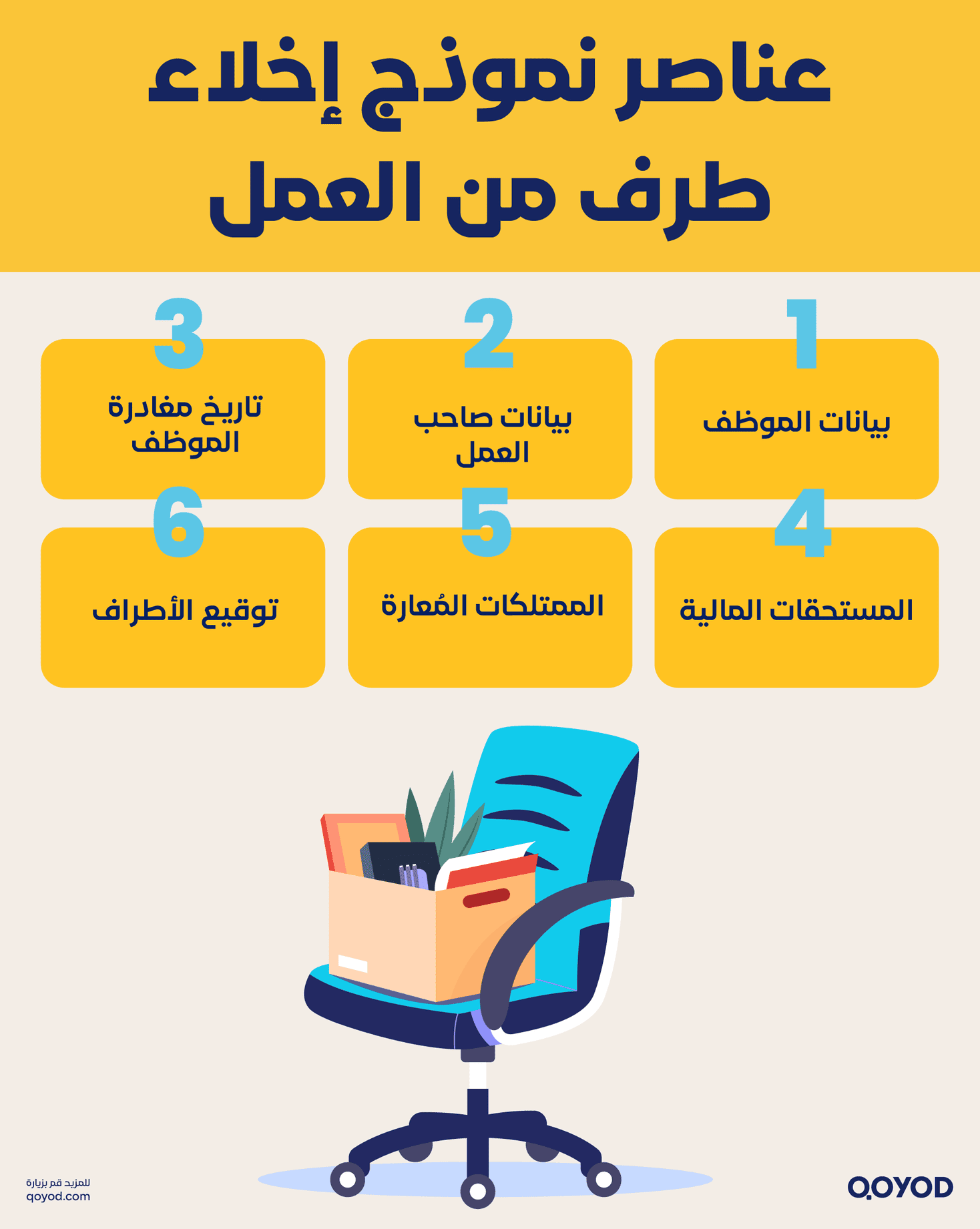 عناصر نموذج إخلاء طرف من العمل، مع التركيز على أهمية كل عنصر وتأثيره