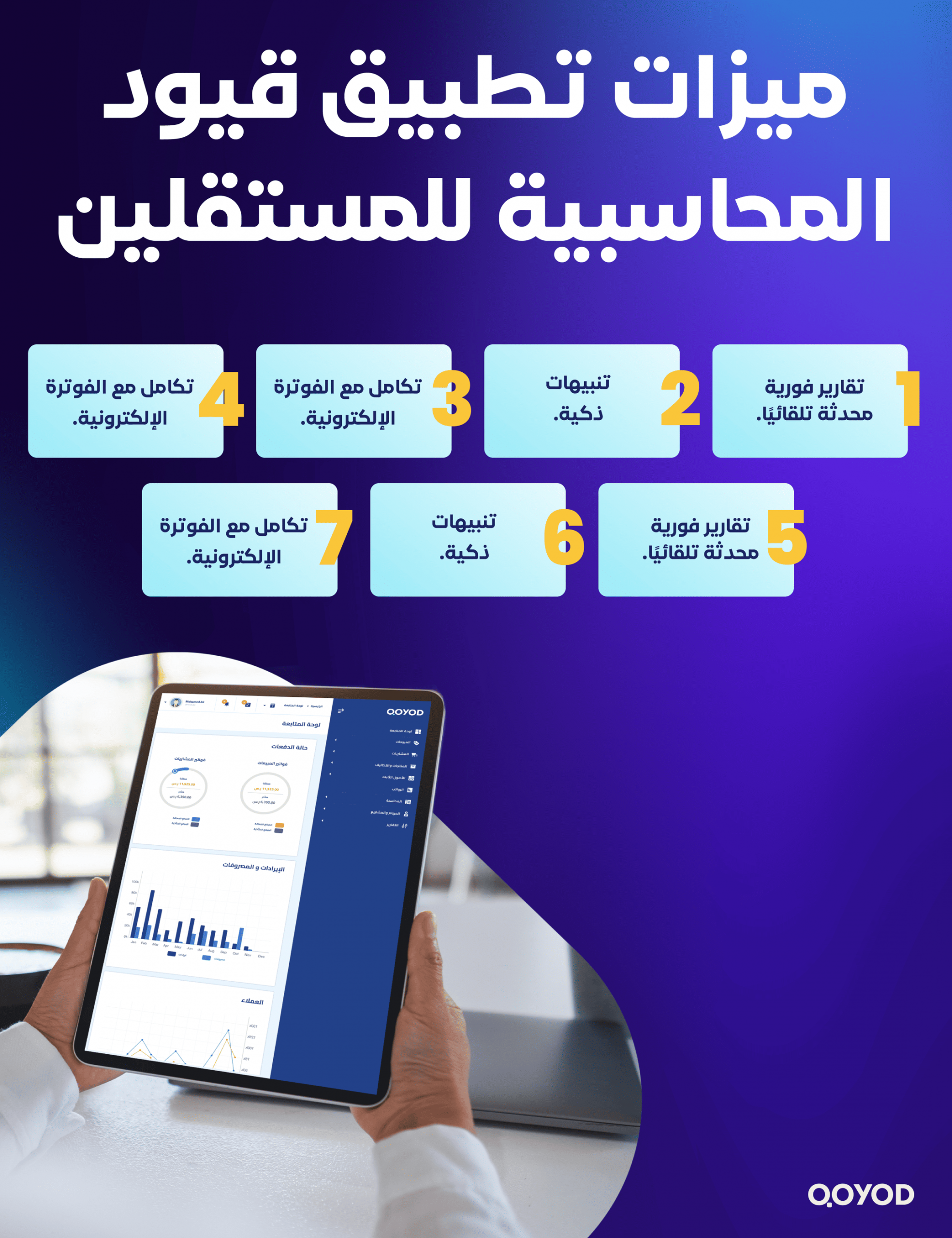 ميزات تطبيق قيود المحاسبية للمستقلين